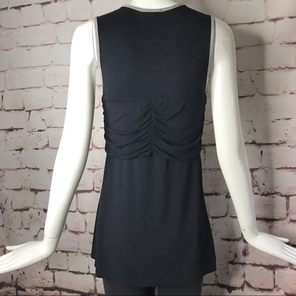 MOD-O-DOC  asymmetrical sleeveless tunic top black & grey Size SMALL - Picture 11 of 15